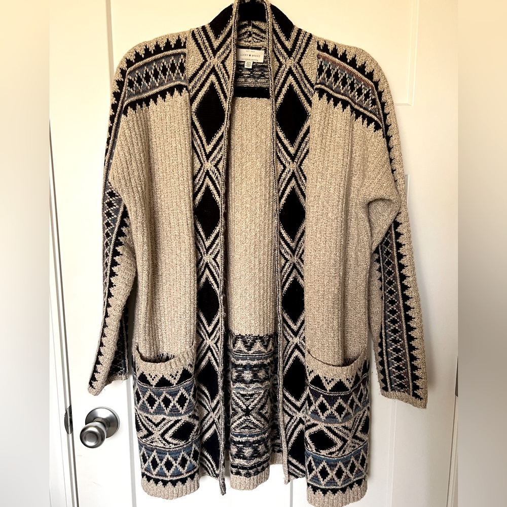 Lucky Brand slouchy Western southwest design cardigan size M